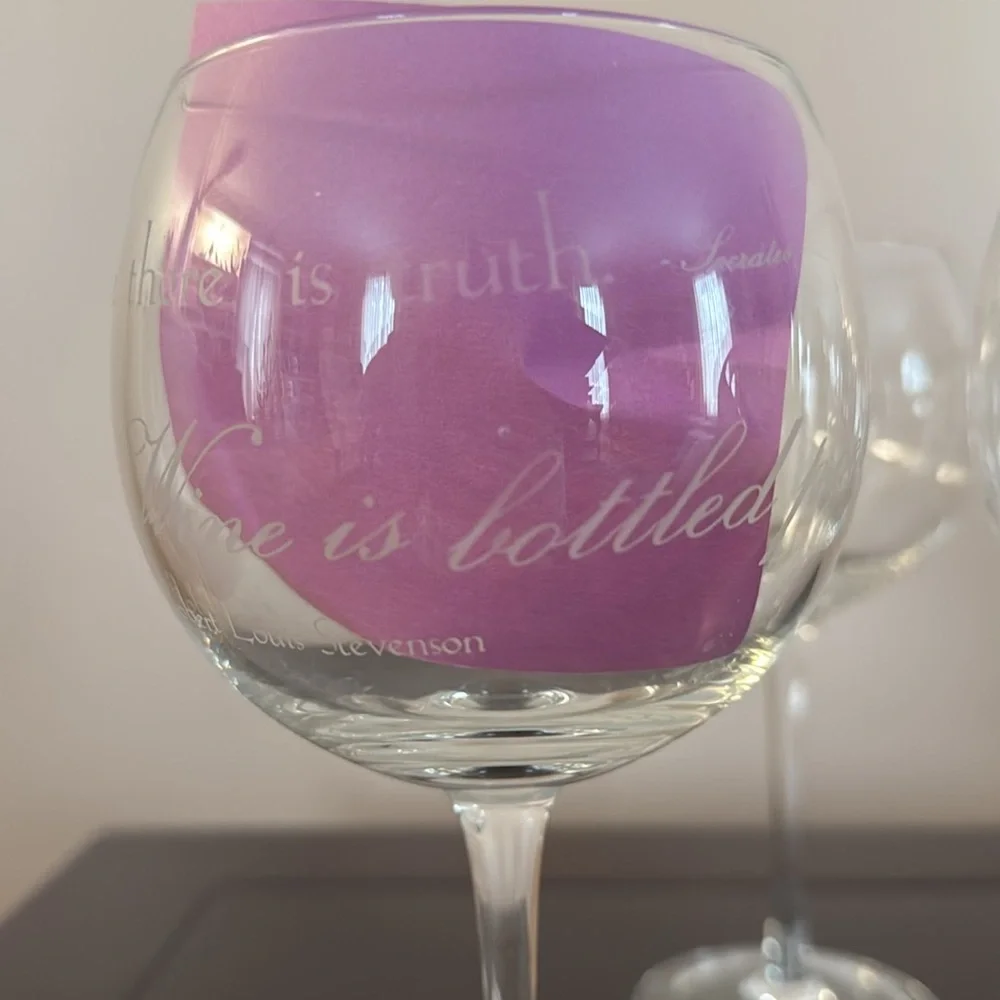 Pottery Barn Wine Quote Red Wine Glasses - Picture 3 of 9